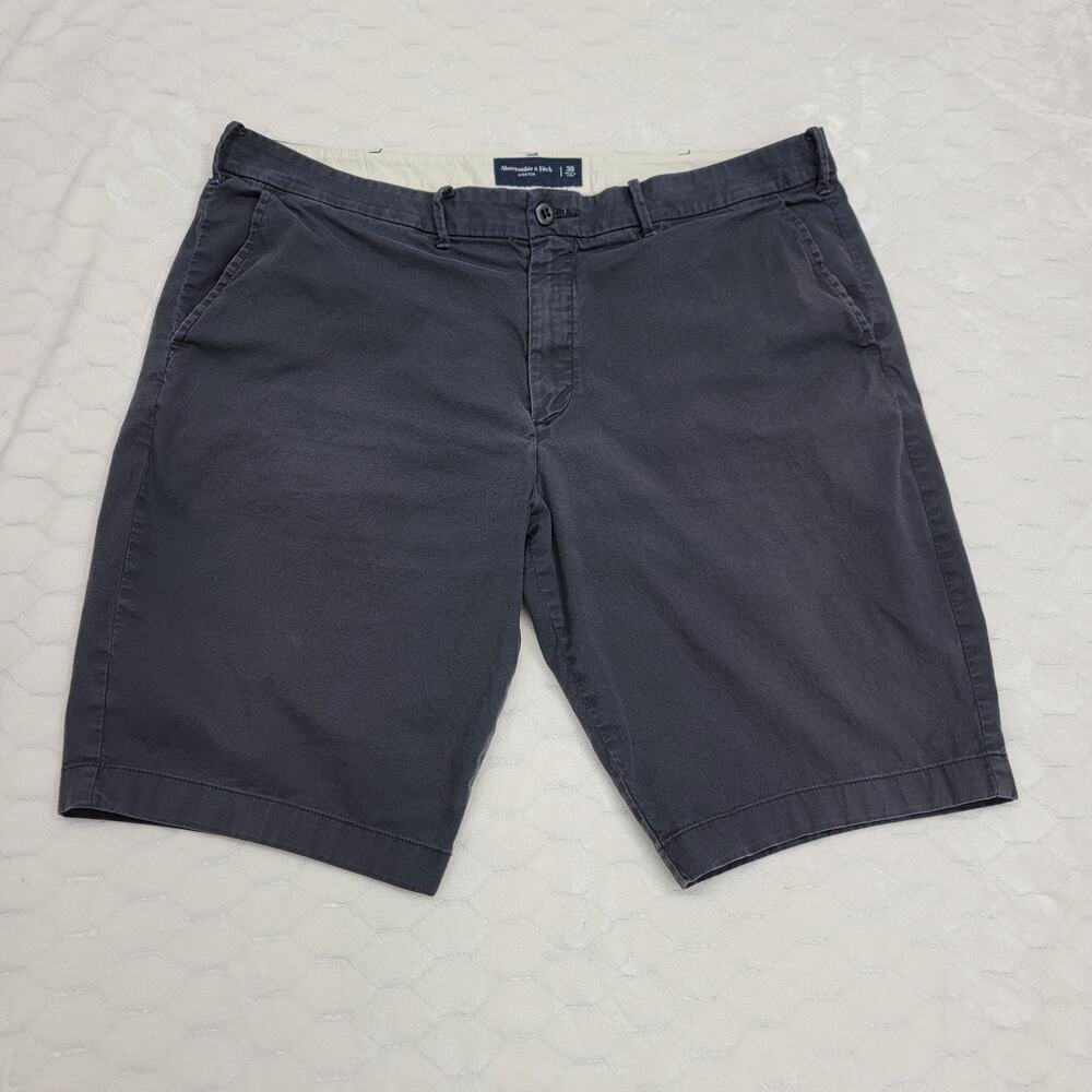 Abercrombie & Fitch Chino Shorts Mens 38 Blue Gray Stretch Flat Casual Summer